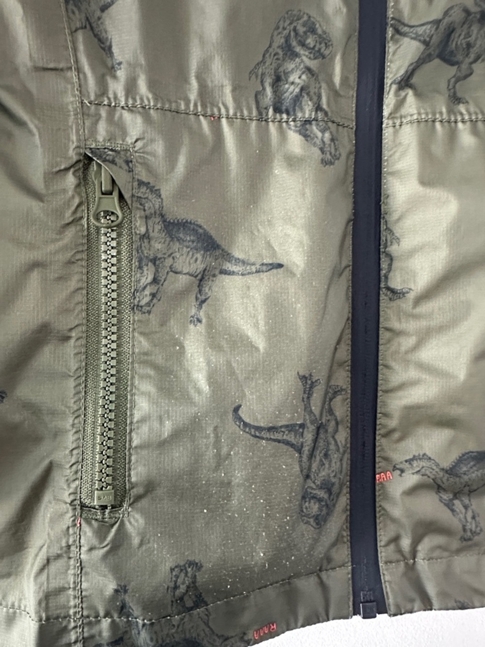 Joules Olive Green Dinosaur Print Hooded Raincoat - Picture 3 of 9